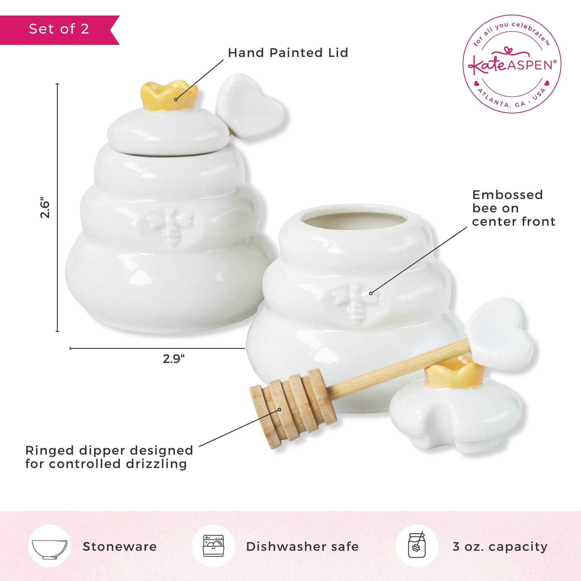 Kate Aspen® Bee Hive Ceramic Mini Honey Jar & Dipper Set, 2ct.